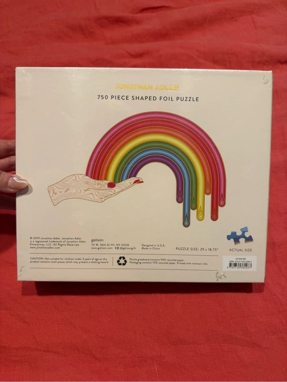 NIB JONATHAN ADLER 750 Piece Rainbow Gold Shaped Foil Modern Art Puzzle